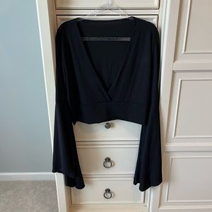 SHEIN black cropped dramatic sleeve shirt, NWOT, size 2X